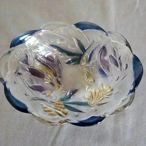 Mikasa Savoir Vivre Key Largo Tropical Fish Stained Glass Bowl /Trinket Dish - Picture 1 of 6